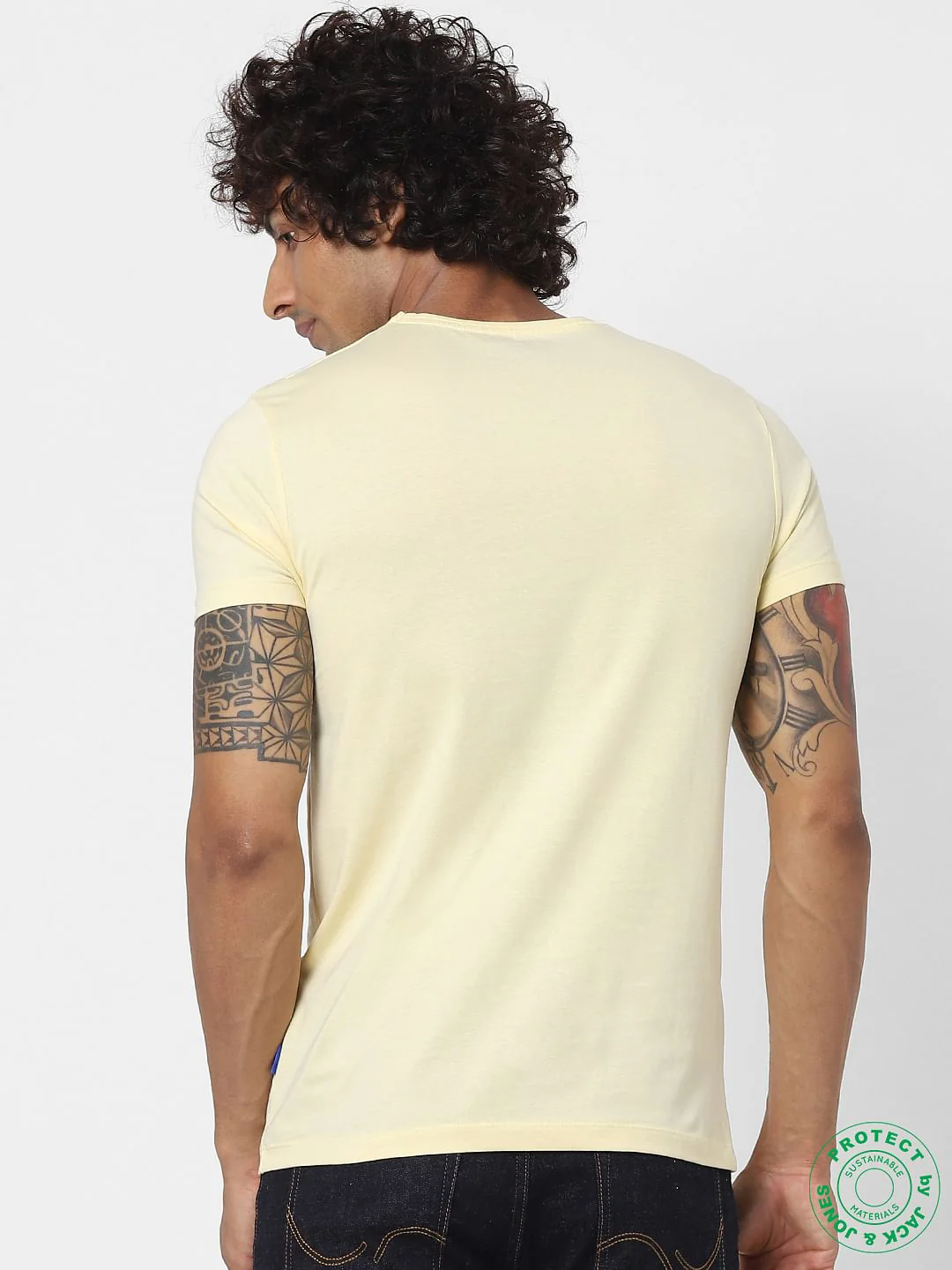 Light Yellow Crew Neck T-shirt - Image 4