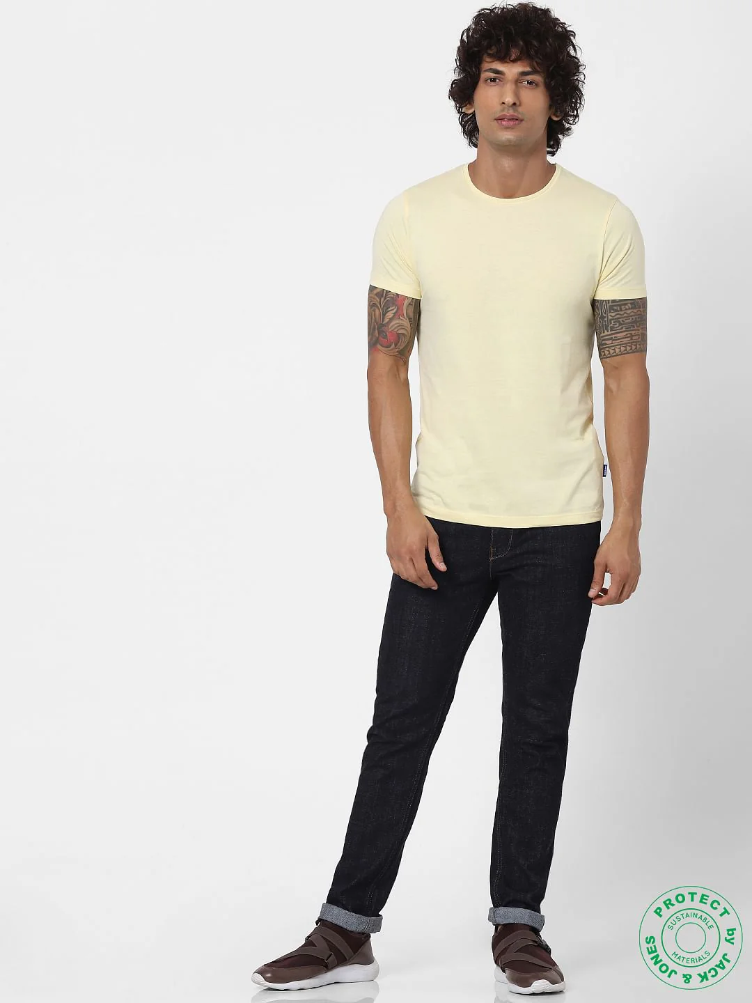 Light Yellow Crew Neck T-shirt - Image 5