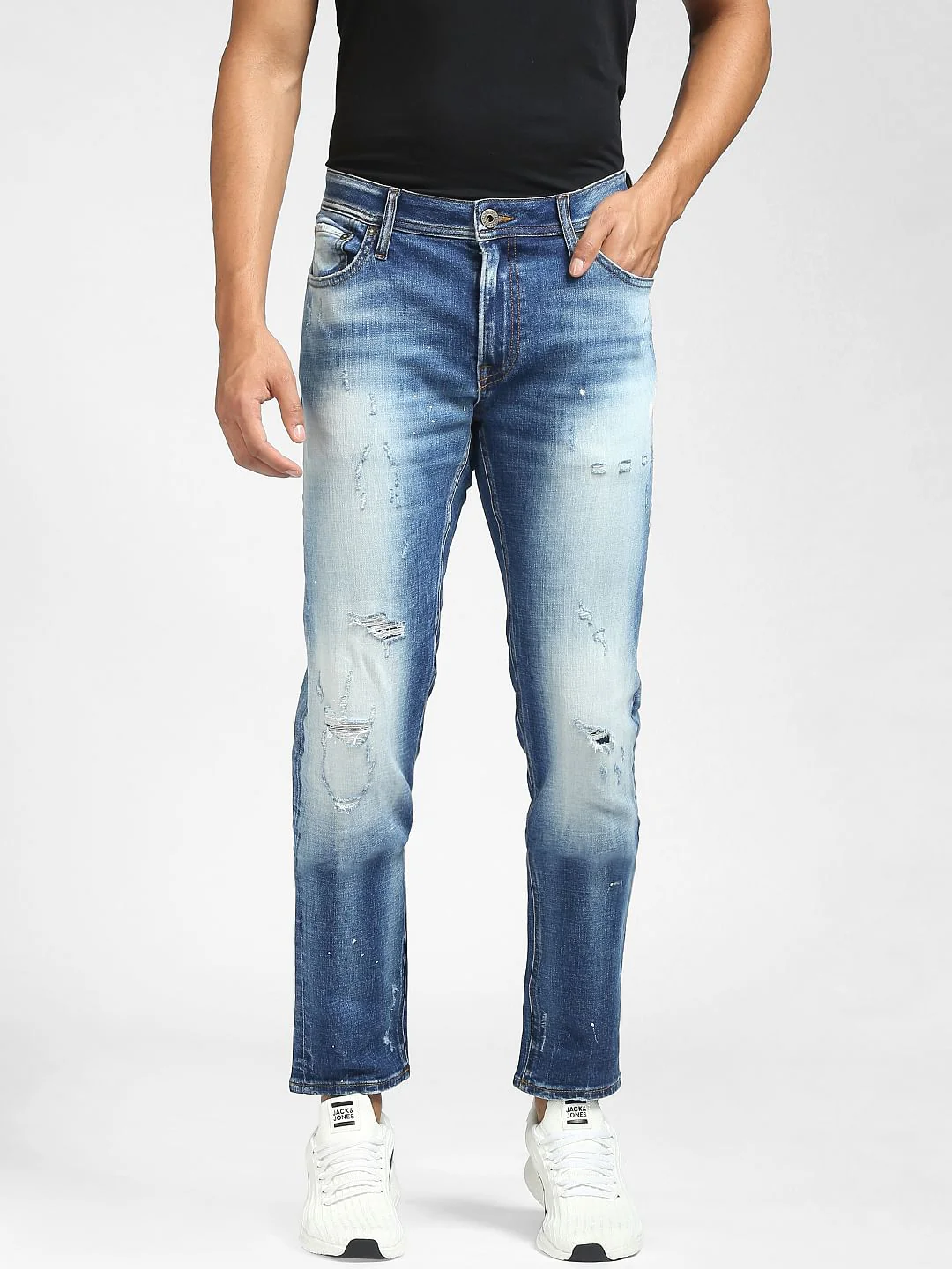 Blue Low Rise Ripped Skinny Fit Jeans - Image 2