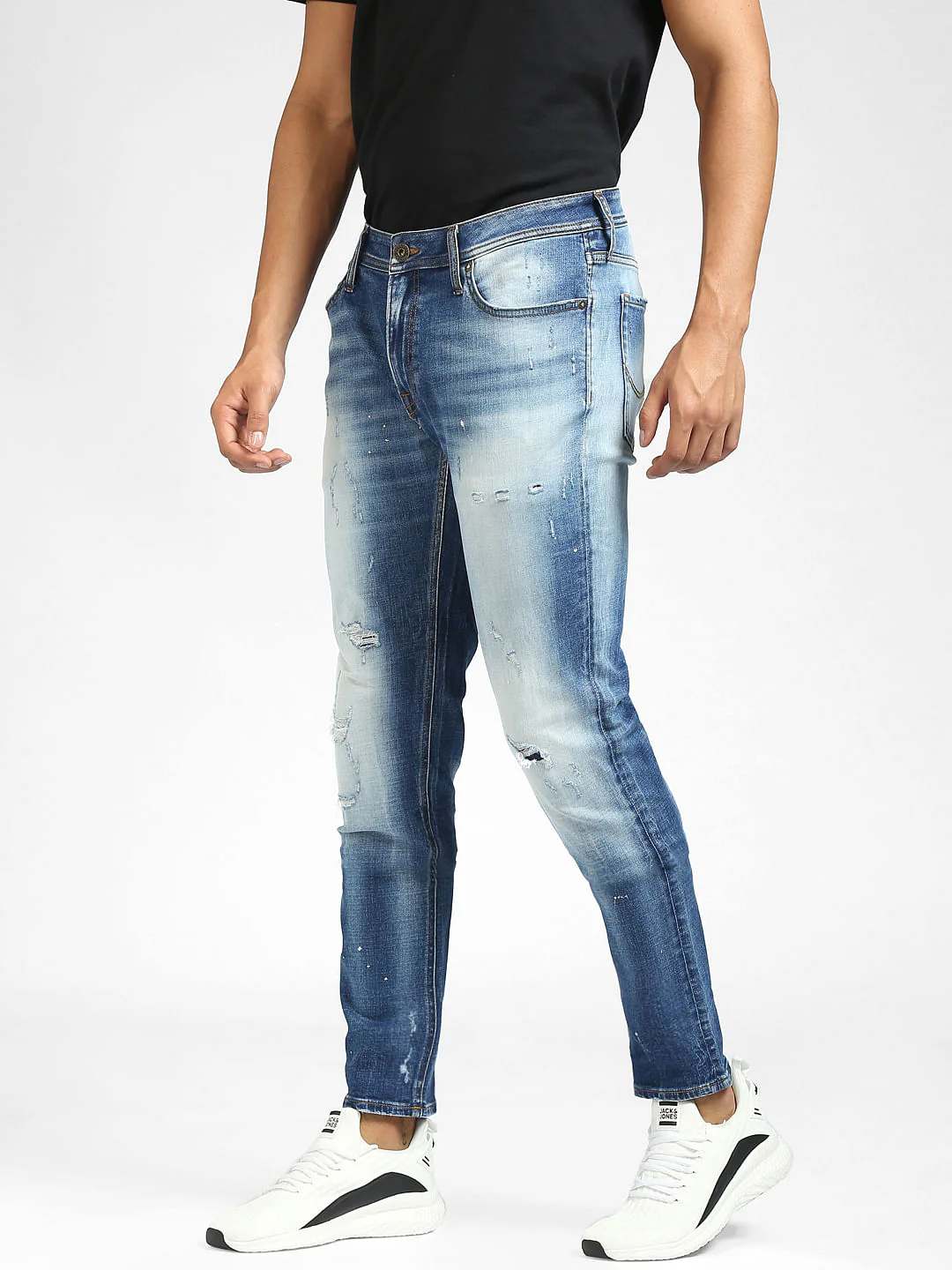 Blue Low Rise Ripped Skinny Fit Jeans - Image 3