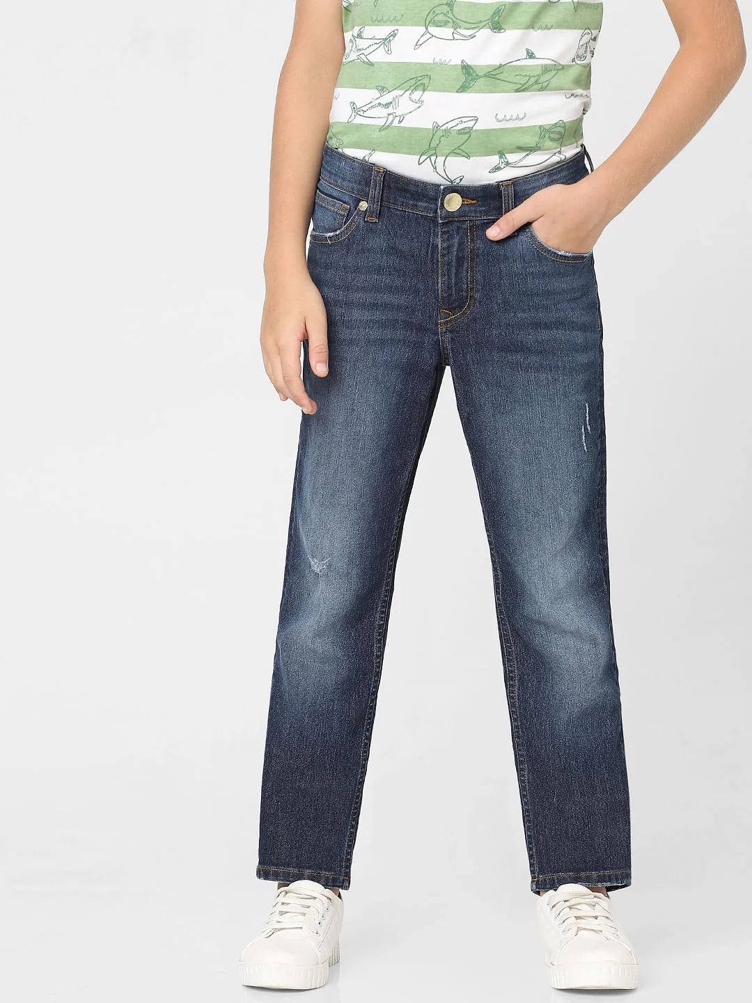Boys Dark Blue Mid Rise Clark Regular Fit Jeans - Image 2