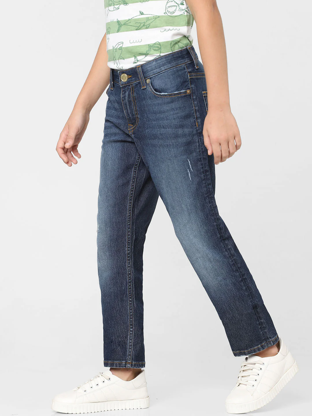 Boys Dark Blue Mid Rise Clark Regular Fit Jeans - Image 3