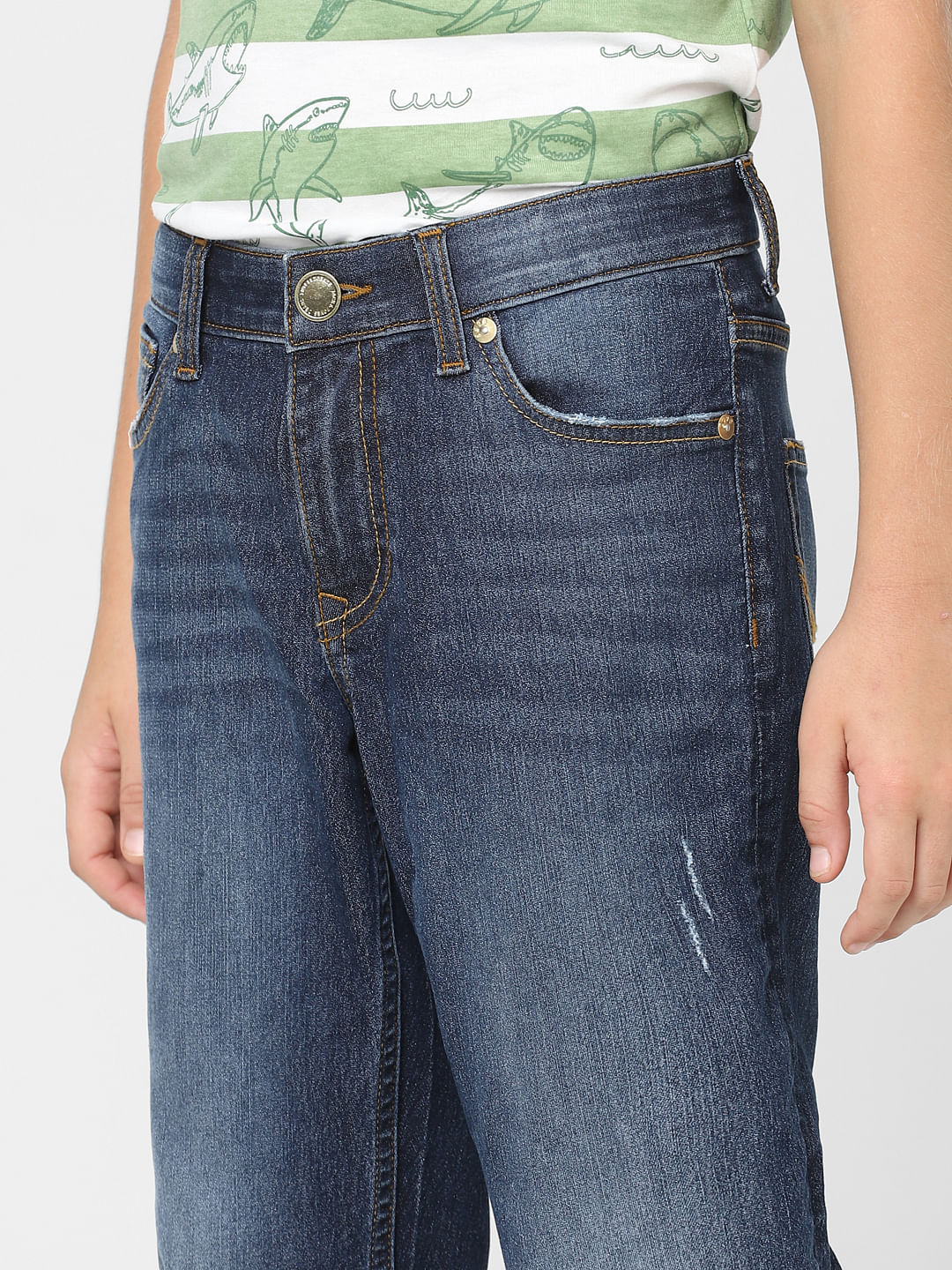 Boys Dark Blue Mid Rise Clark Regular Fit Jeans - Image 5