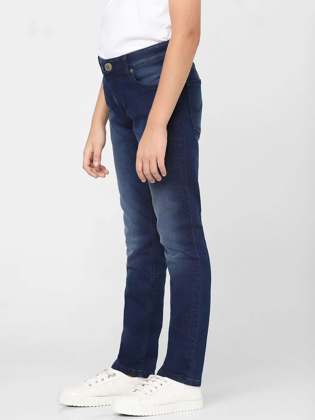 Boys Dark Blue Mid Rise Slim Fit Jeans - Image 3