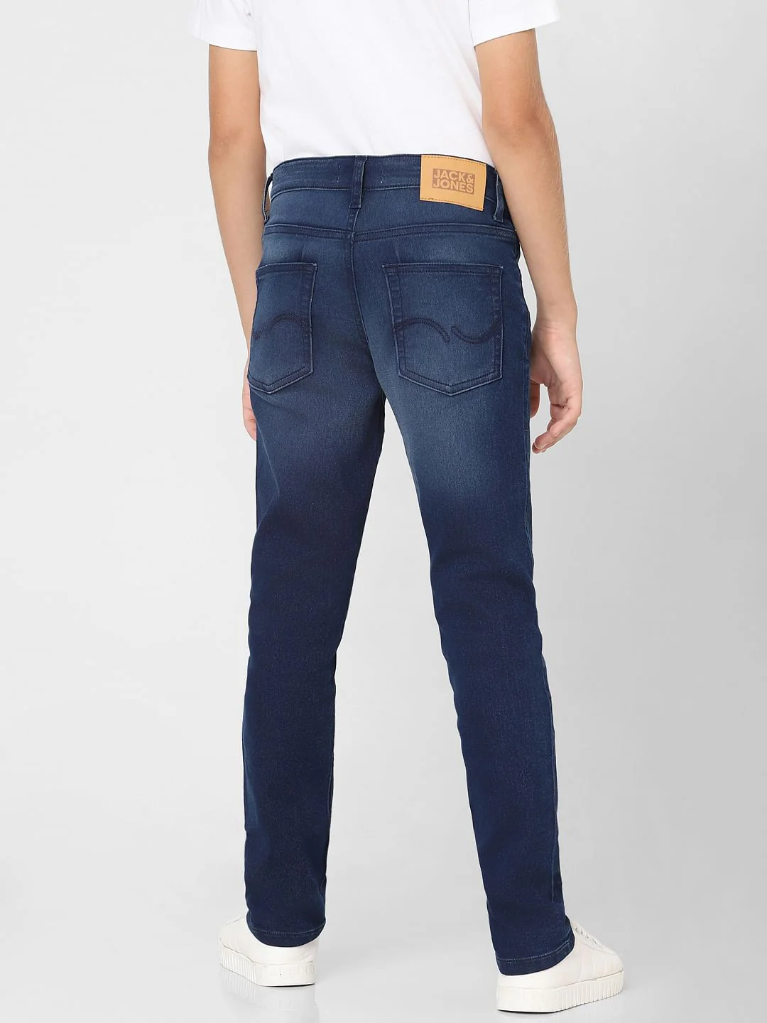 Boys Dark Blue Mid Rise Slim Fit Jeans - Image 4