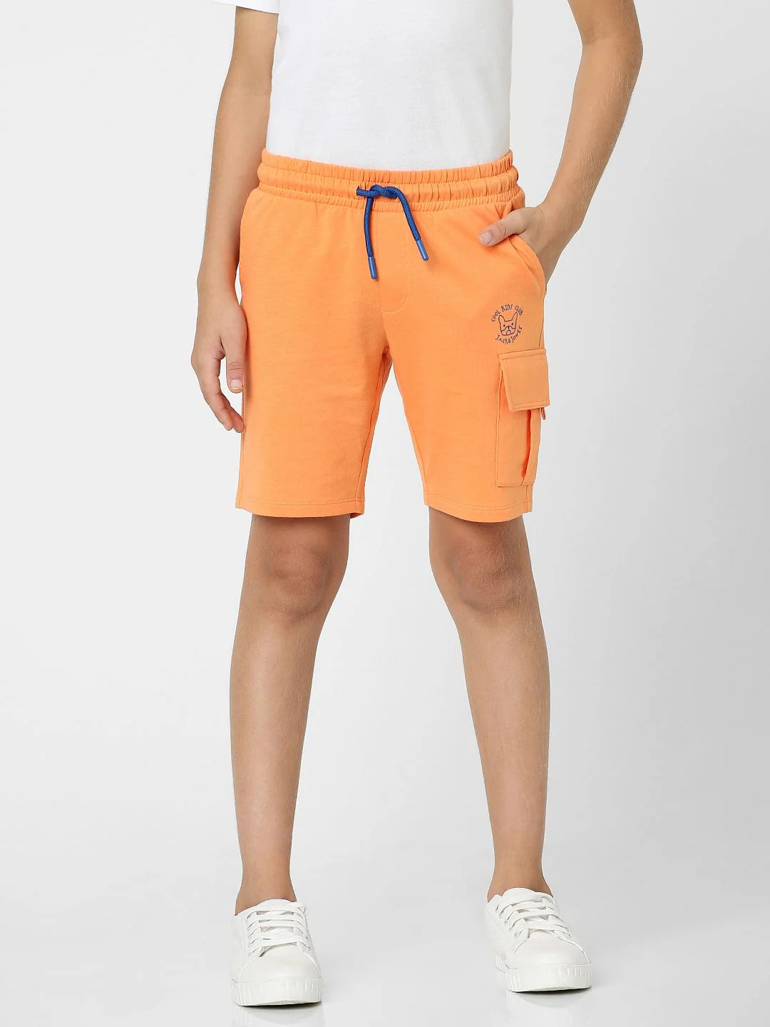 Boys Orange Cotton Sweatshorts - Image 2