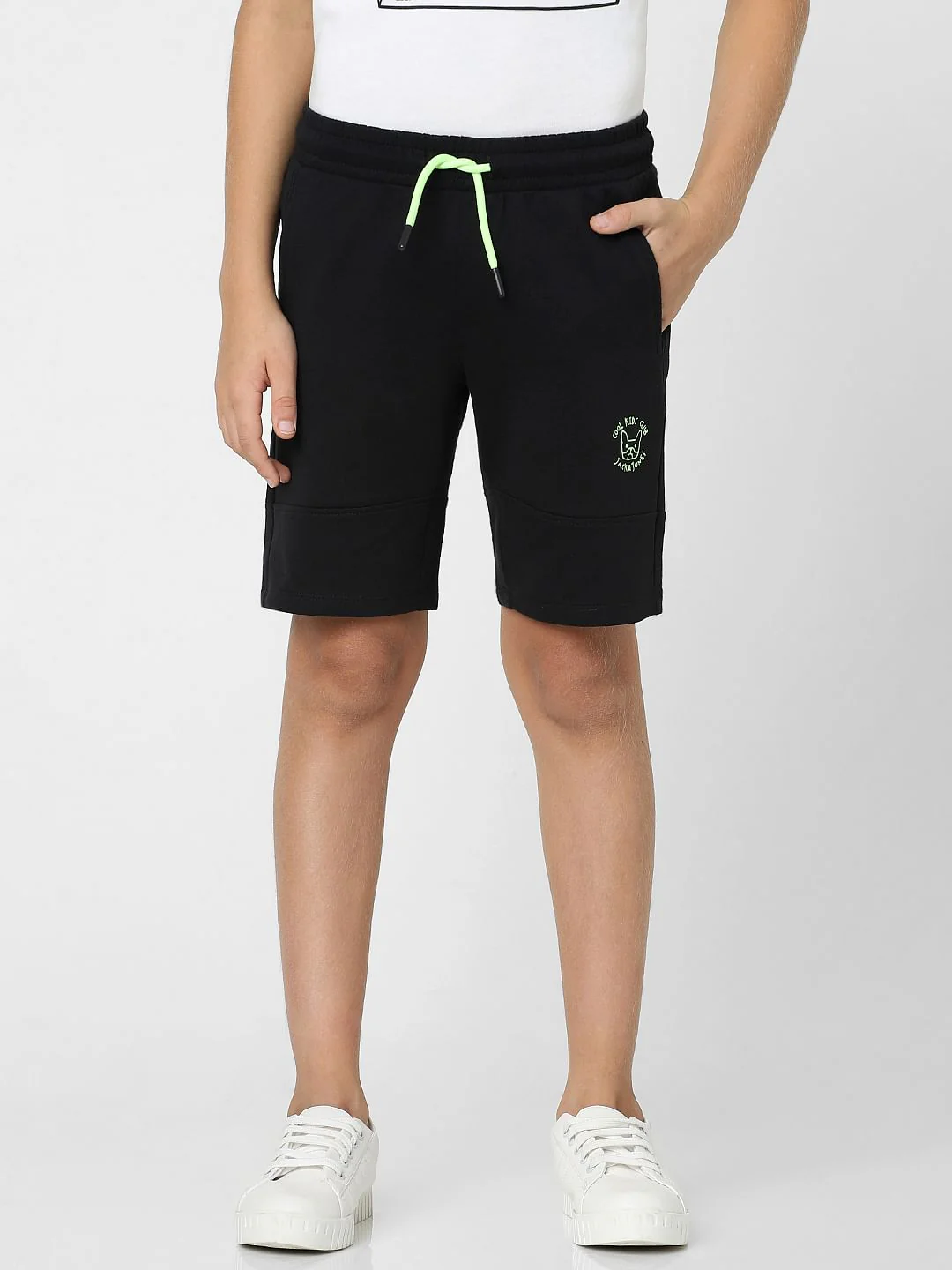 Boys Black Cotton Sweatshorts - Image 2