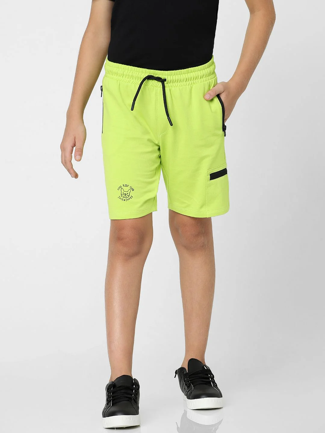 Boys Green Cotton Sweatshorts - Image 2