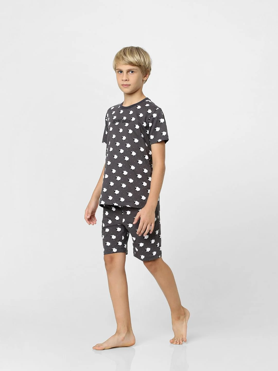 Boys Grey T-shirt & Shorts Sleepwear Set - Image 10