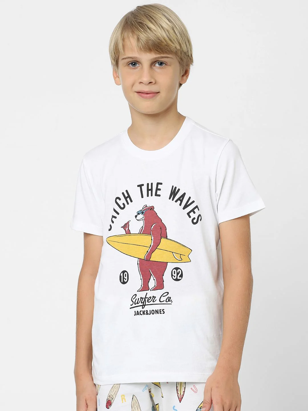 Boys White T-shirt & Pyjama Night-Suit Set - Image 2