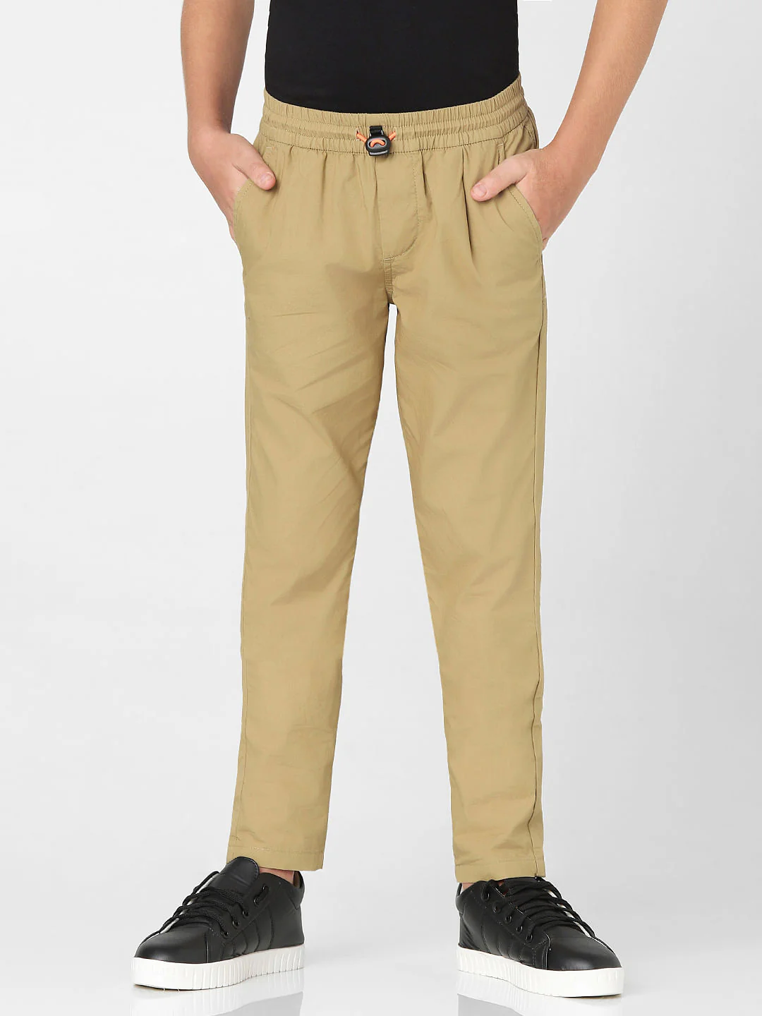 BOYS Beige Mid Rise Panelling Pants - Image 2