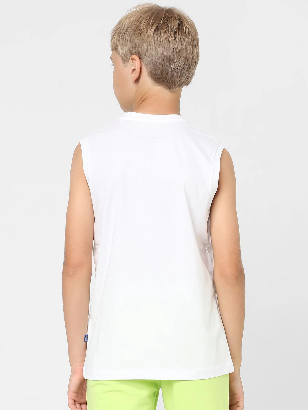 Boys White Sleeveless T-shirt - Image 4