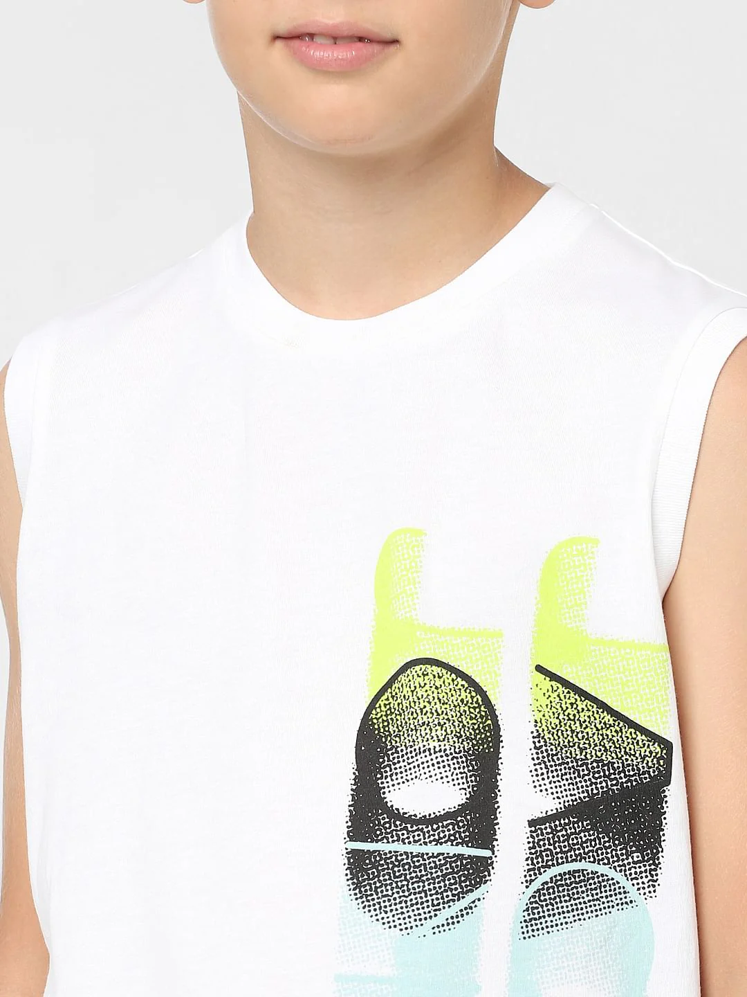 Boys White Sleeveless T-shirt - Image 5