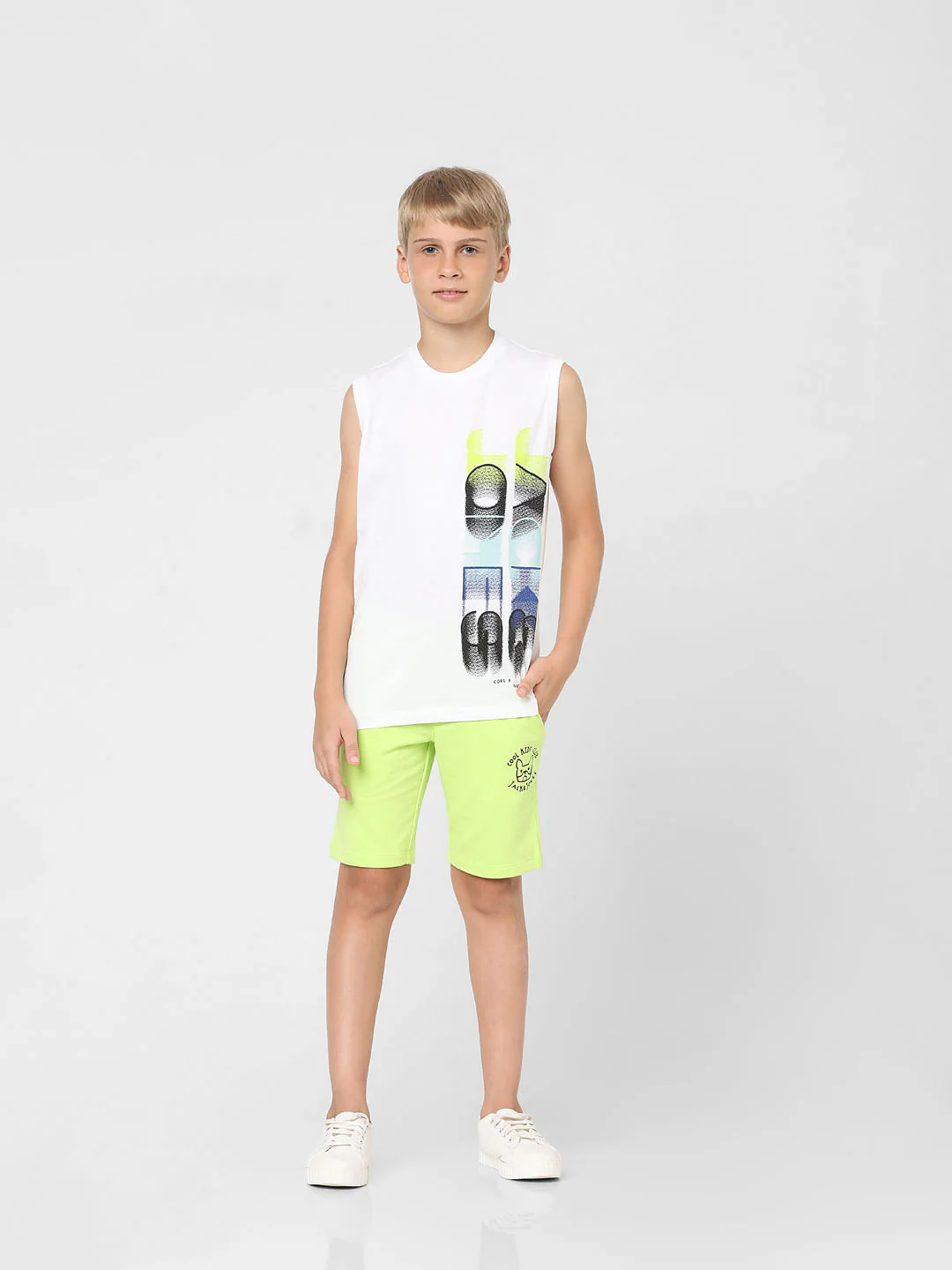Boys White Sleeveless T-shirt - Image 6