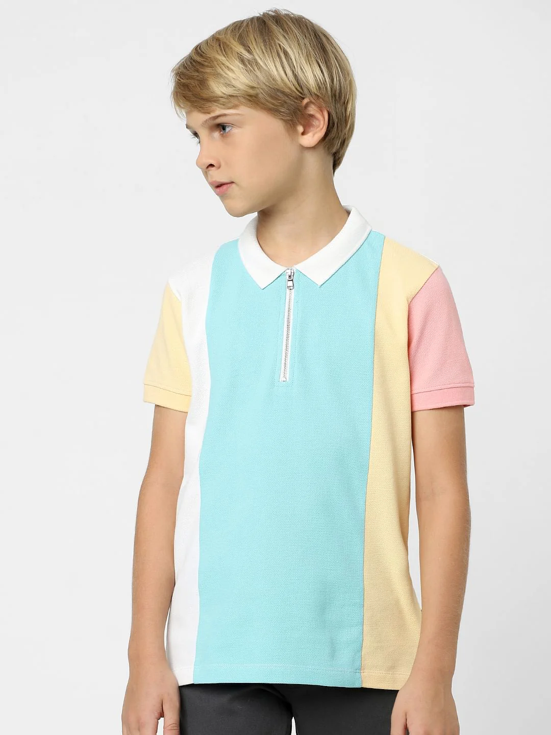 Boys White Colourblocked Polo T-shirt - Image 2