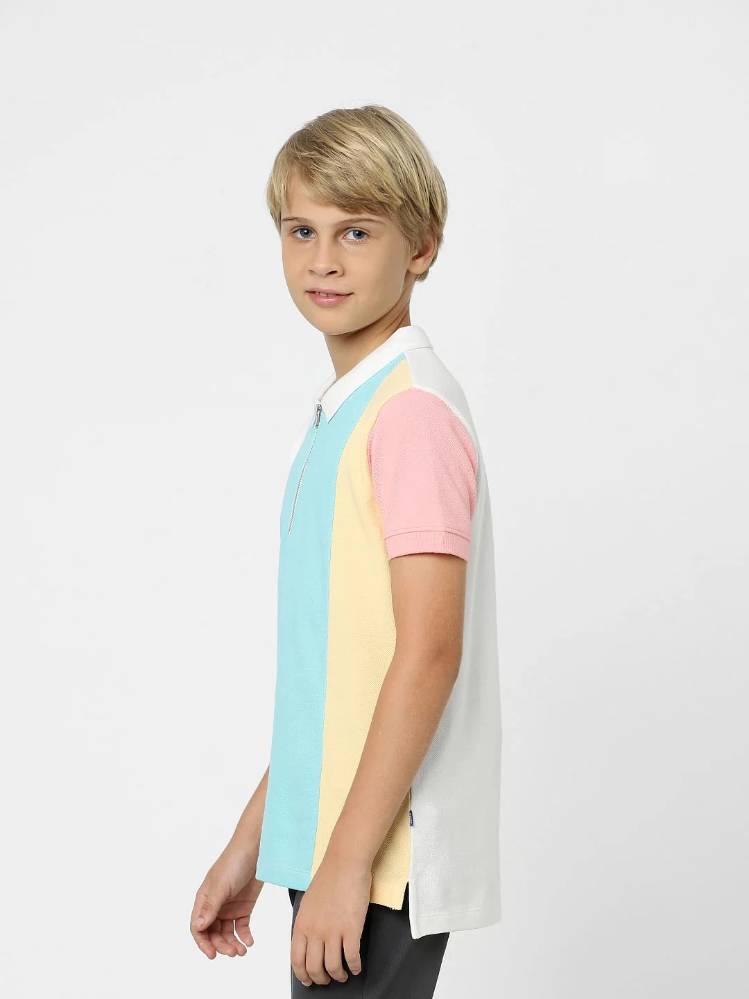 Boys White Colourblocked Polo T-shirt - Image 3