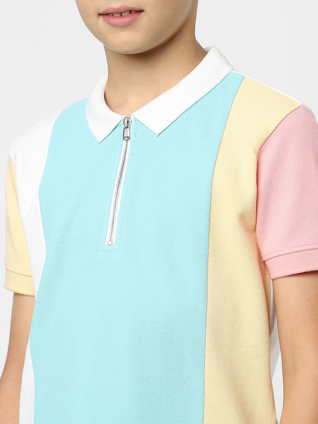Boys White Colourblocked Polo T-shirt - Image 5