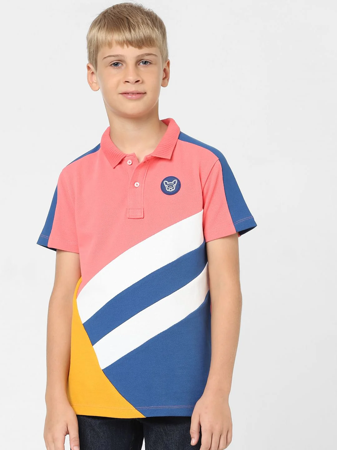 Boys Pink Printed Polo T-shirt - Image 2