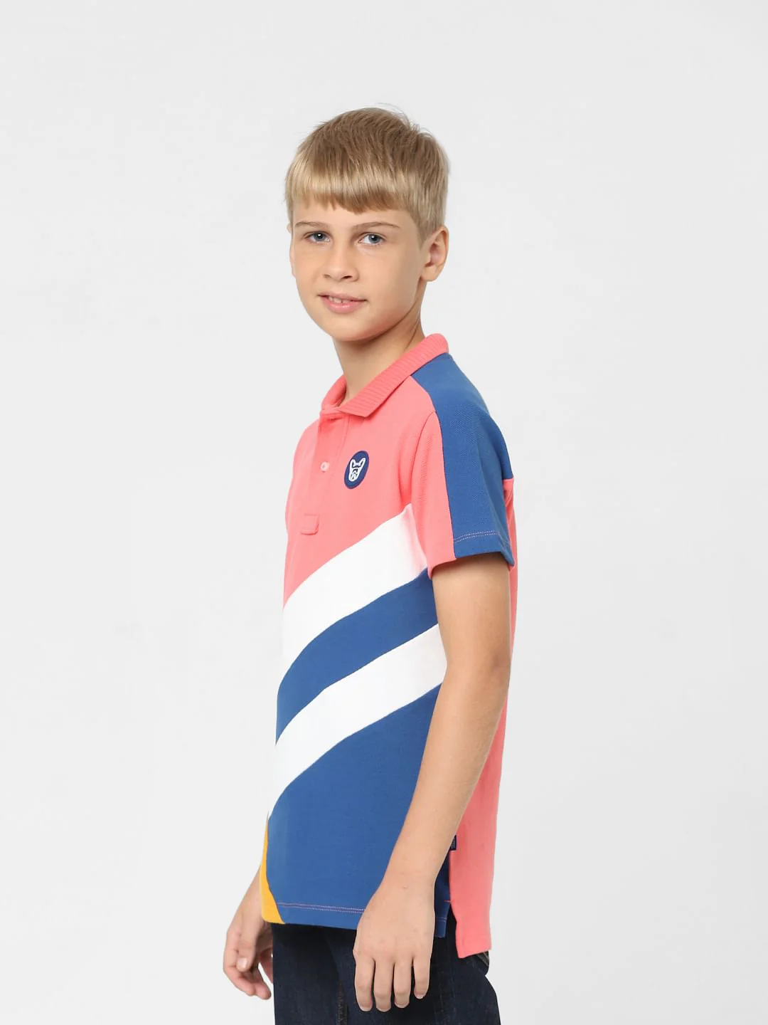 Boys Pink Printed Polo T-shirt - Image 3