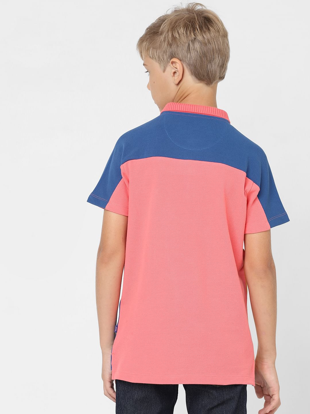 Boys Pink Printed Polo T-shirt - Image 4