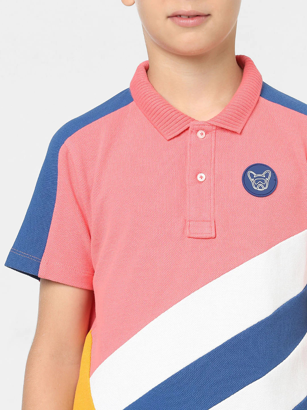 Boys Pink Printed Polo T-shirt - Image 5