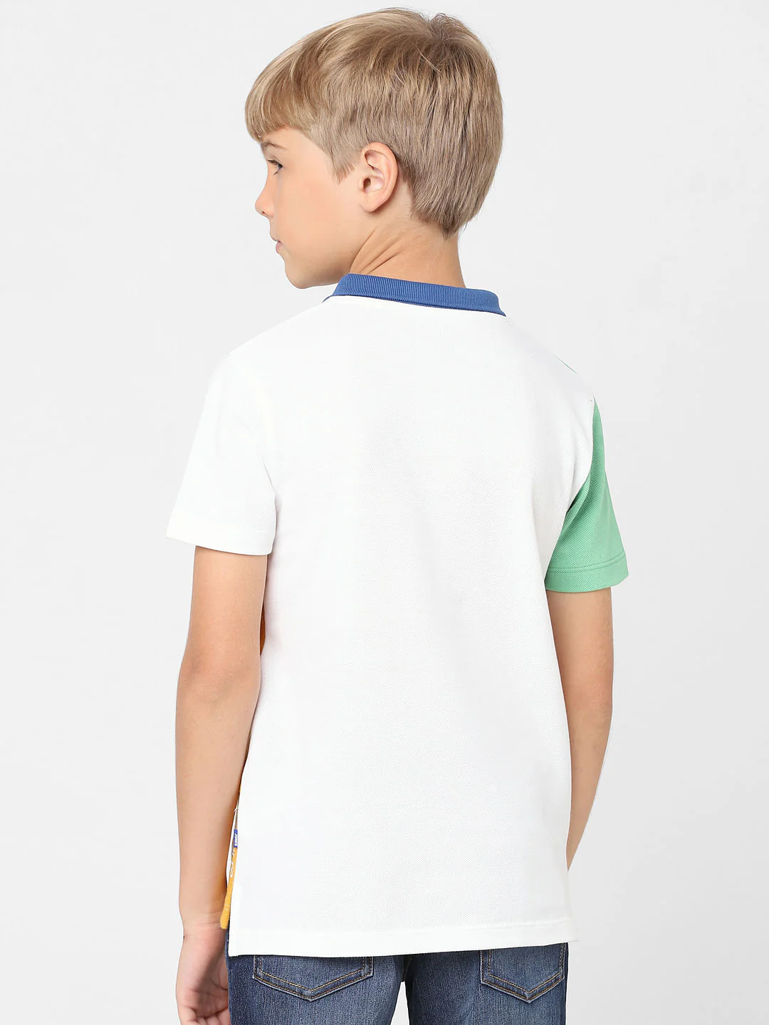 Boys White Colourblocked Polo T-shirt - Image 4