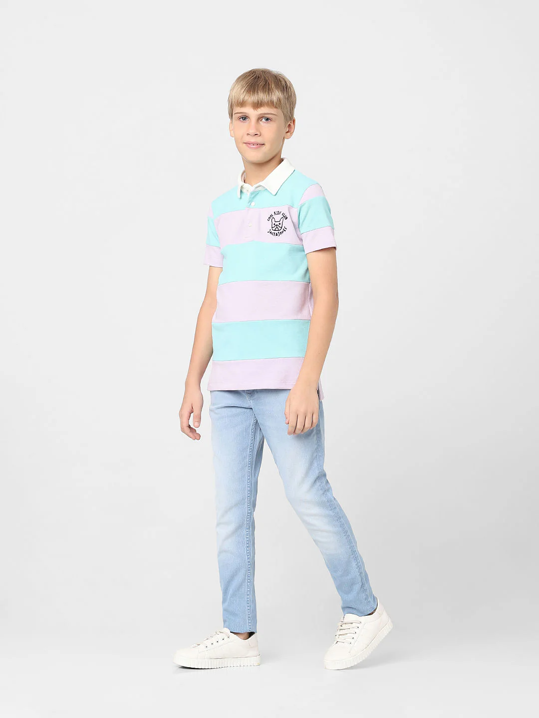 Boys Lilac Colourblocked Polo T-shirt - Image 6