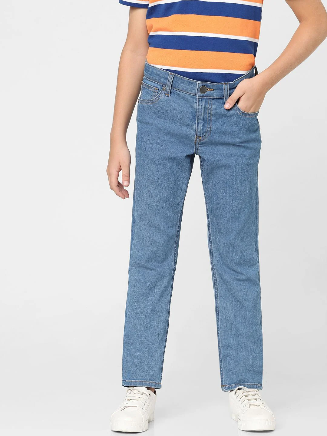 Boys Light Blue Mid Rise Clark Regular Fit Jeans - Image 2