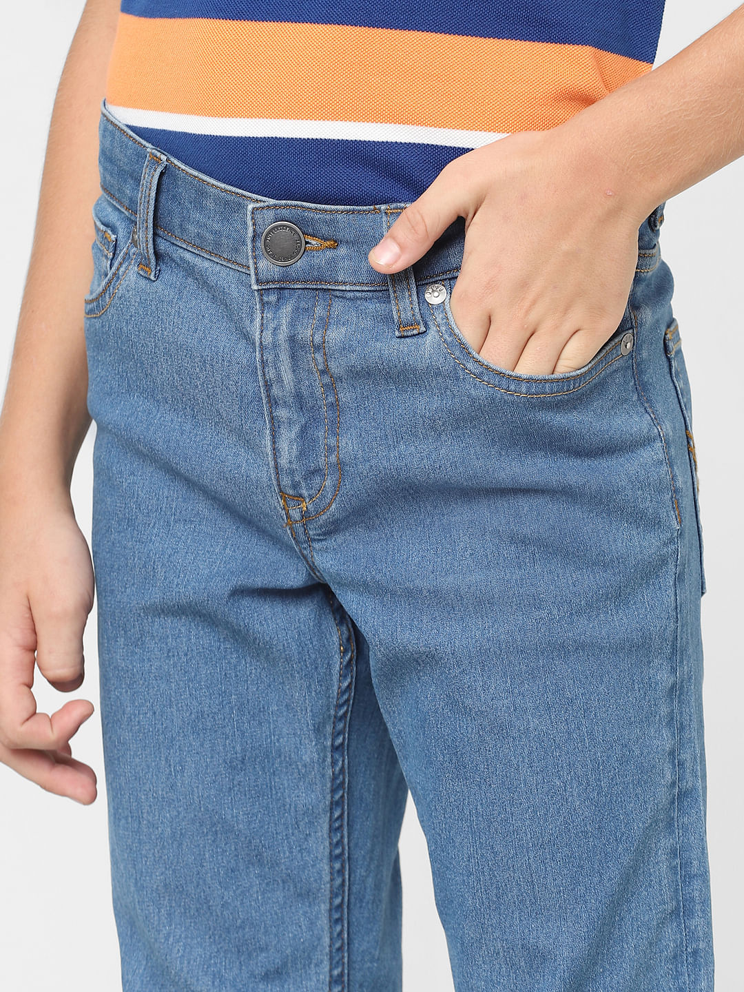 Boys Light Blue Mid Rise Clark Regular Fit Jeans - Image 5