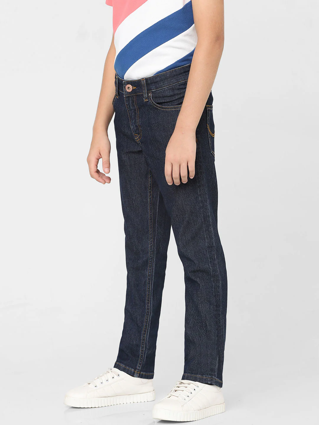 Boys Dark Blue Mid Rise Slim Fit Jeans - Image 3
