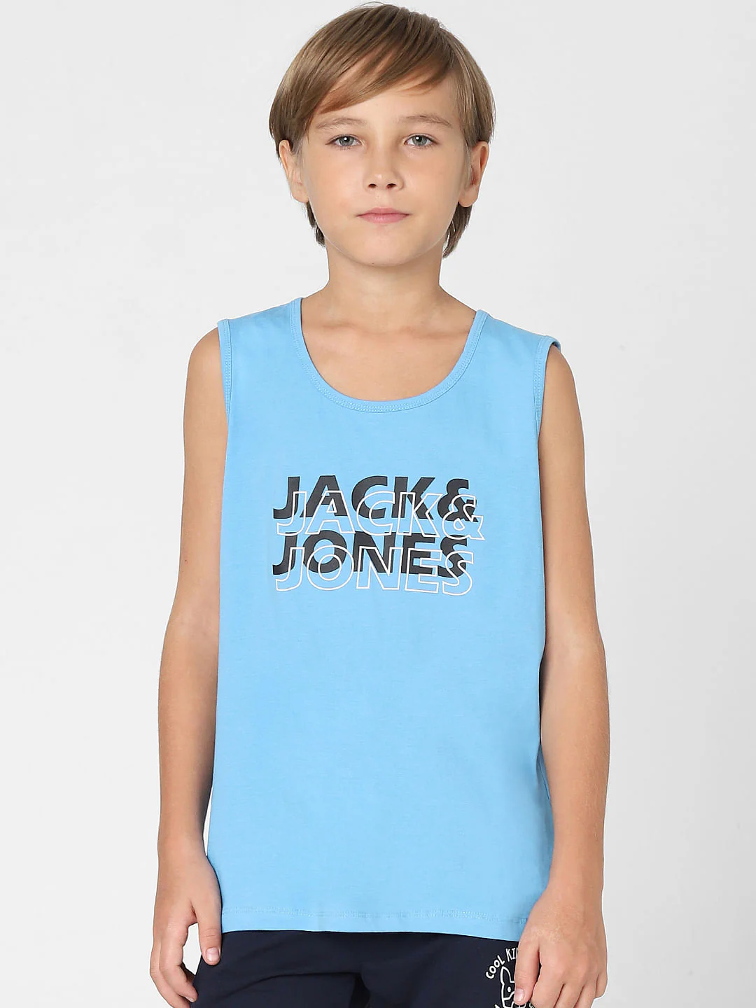 BOYS Blue Logo Print T-shirt Vest - Image 2
