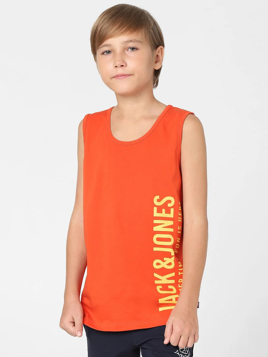 BOYS Red Logo Print T-shirt Vest - Image 2