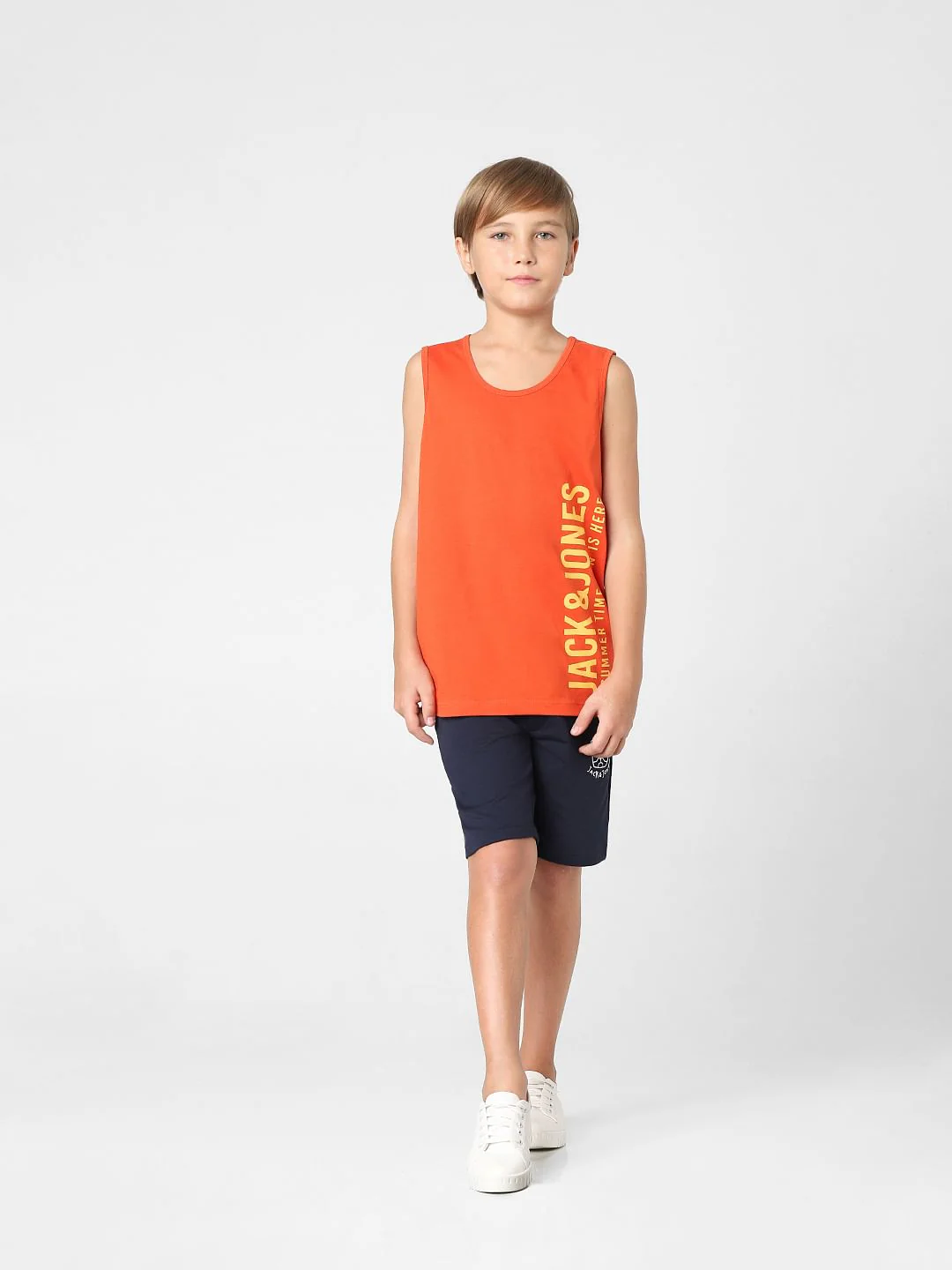 BOYS Red Logo Print T-shirt Vest - Image 6
