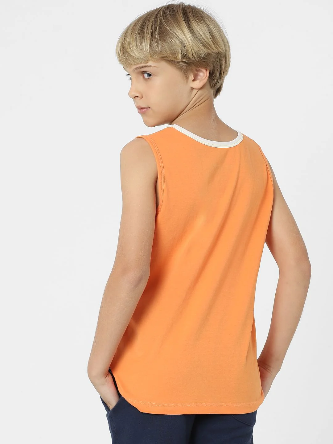 BOYS Orange Printed Vest T-shirt - Image 4
