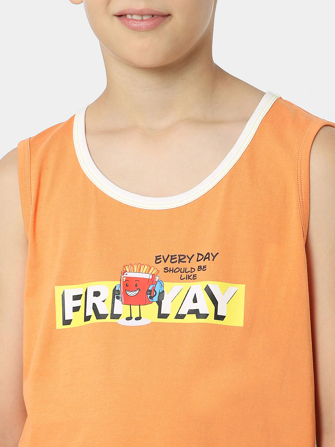 BOYS Orange Printed Vest T-shirt - Image 5