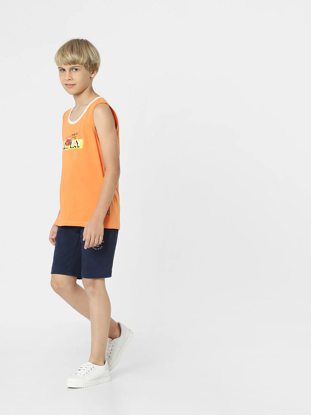BOYS Orange Printed Vest T-shirt - Image 6
