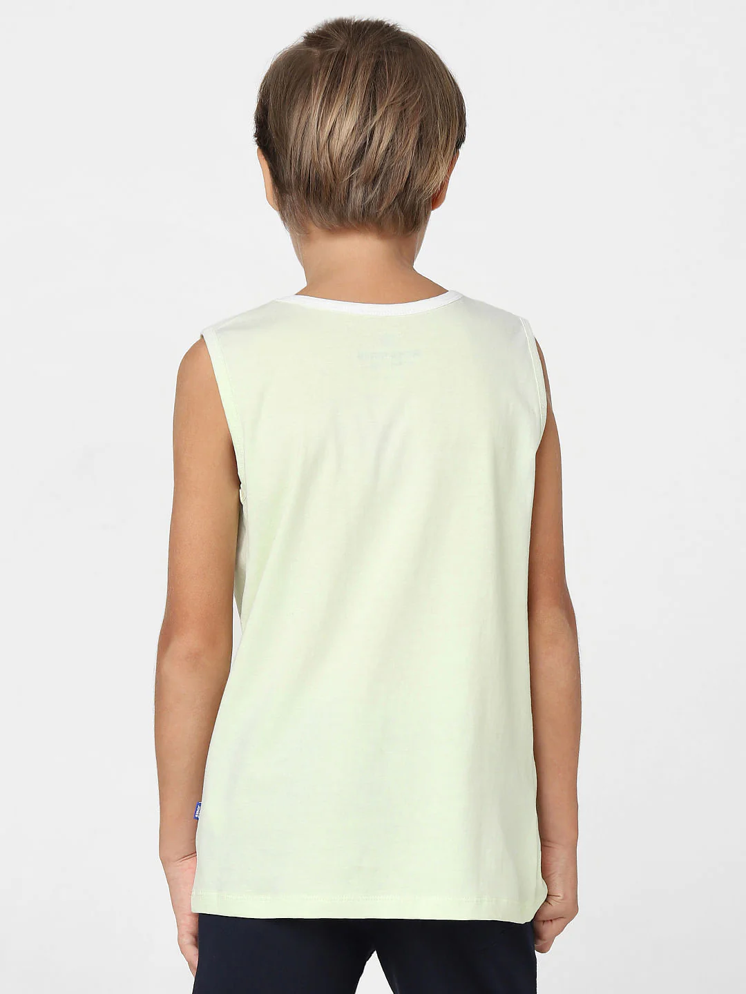 Boys Green Printed Sleeveless T-shirt - Image 4