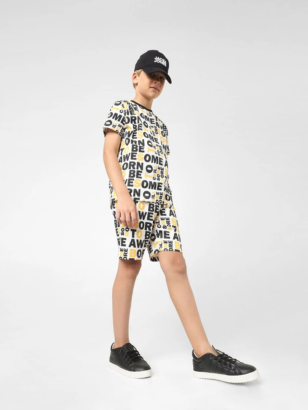 White Printed Co-ord Sweatshorts