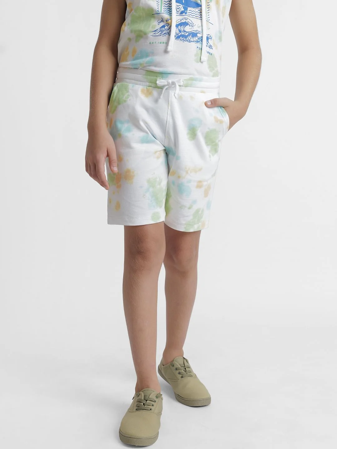 Ash Green Tie-Dye Co-ord Set Shorts - Image 2