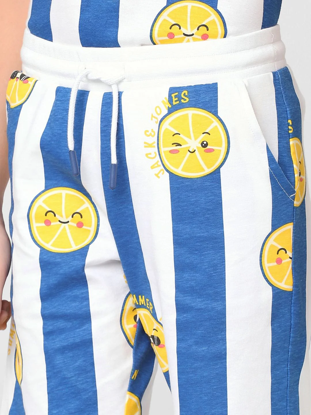 Boys Blue Striped Co-ord Sweatshorts - Image 5
