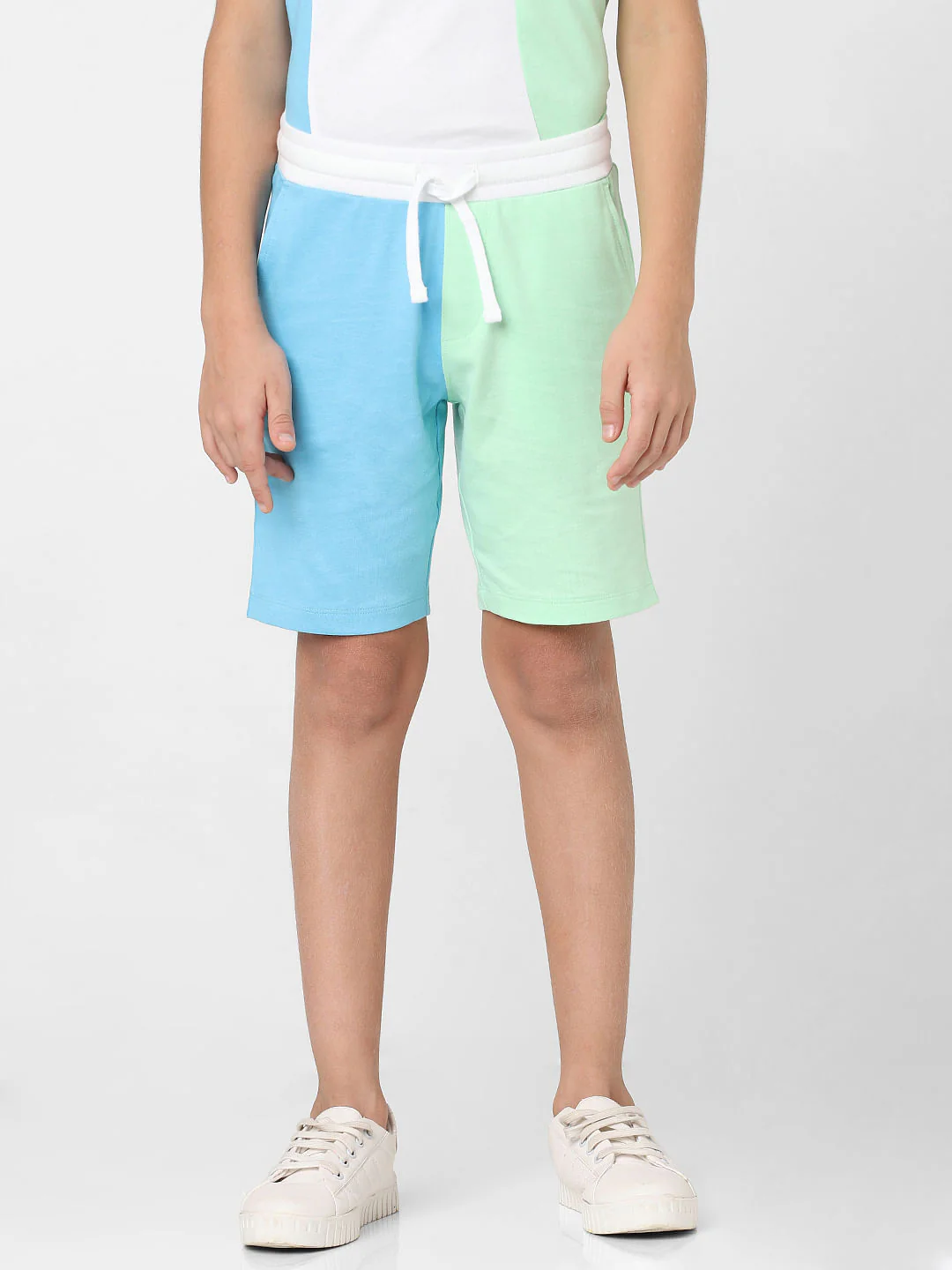 Boys White Colourblocked Co-ord Sweatshorts - Image 2