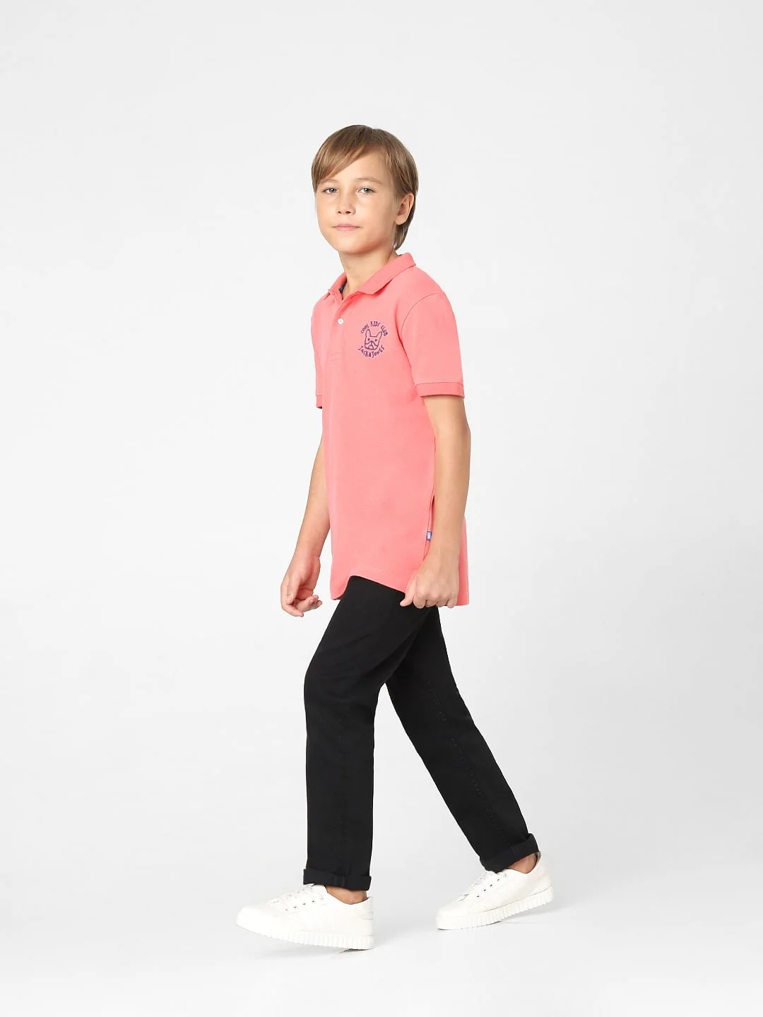 Boys Peach Polo T-shirt - Image 6