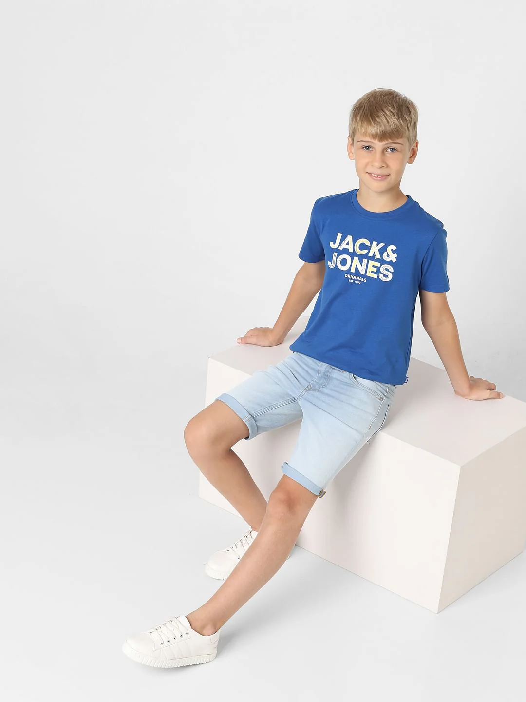 Boys Blue Mid Rise Denim Shorts