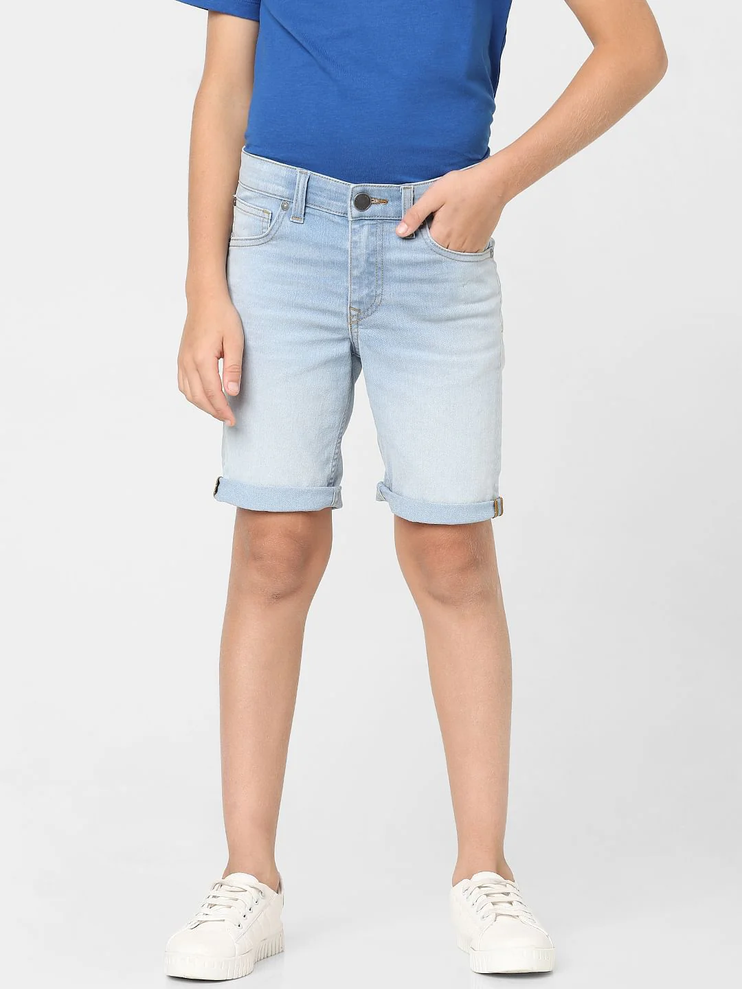 Boys Blue Mid Rise Denim Shorts - Image 2
