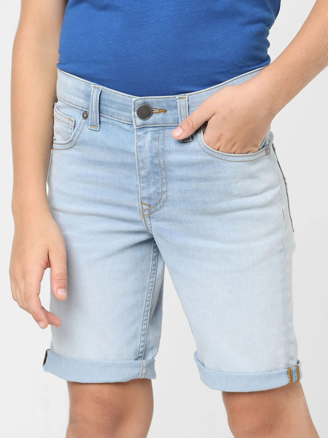 Boys Blue Mid Rise Denim Shorts - Image 5