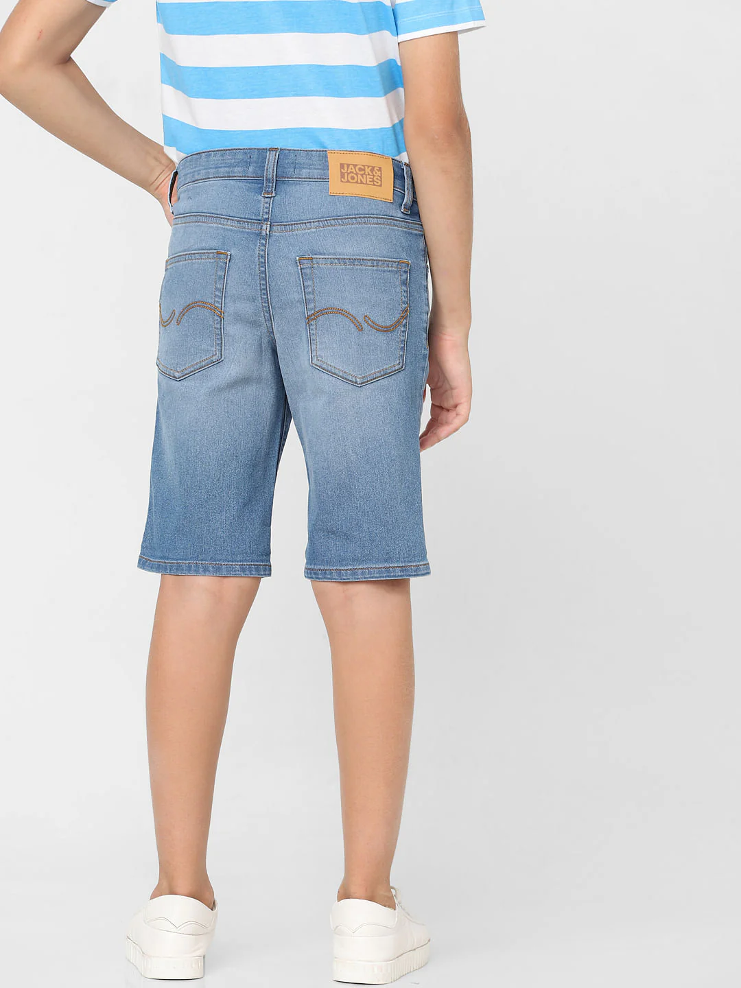 Boys Blue Mid Rise Denim Shorts - Image 4
