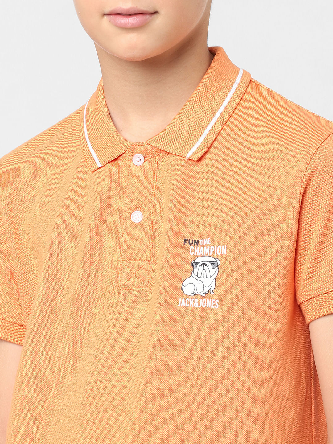 Boys Orange Polo T-shirt - Image 5