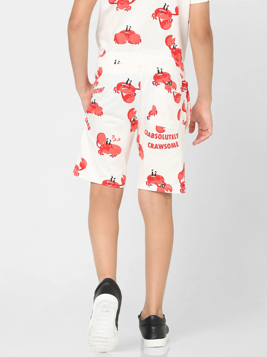 Boys Beige Printed Co-ord Shorts - Image 4