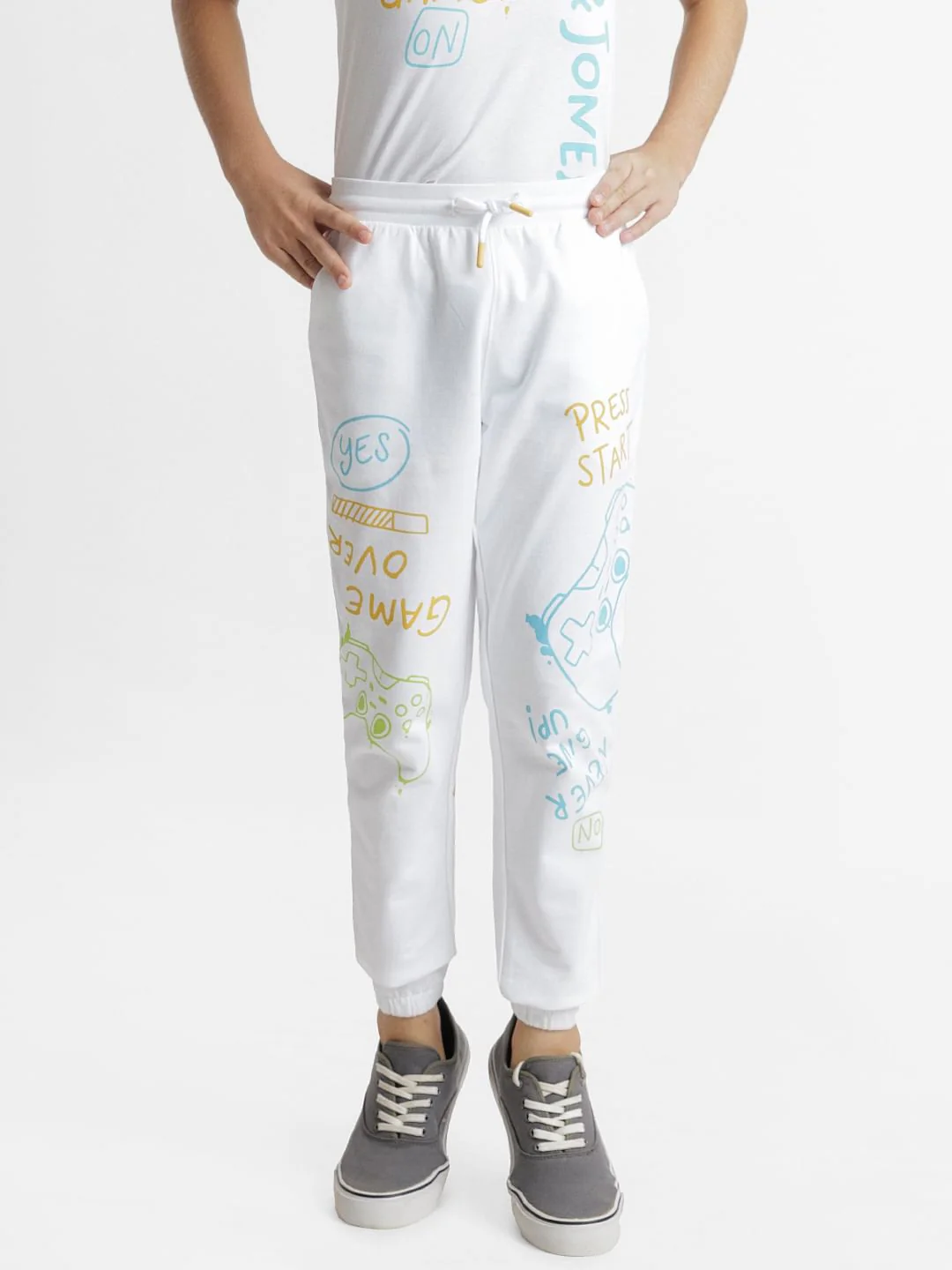 White Gamer Print Co-ord Set Sweatpants - Image 2