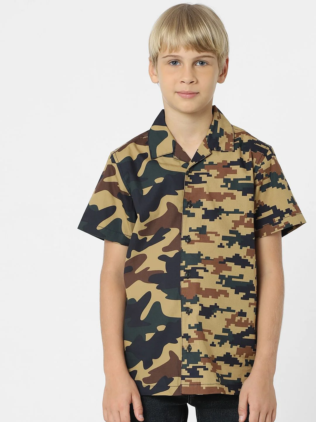 BOYS Brown Camo Print Short Sleeves Shirt - Image 2